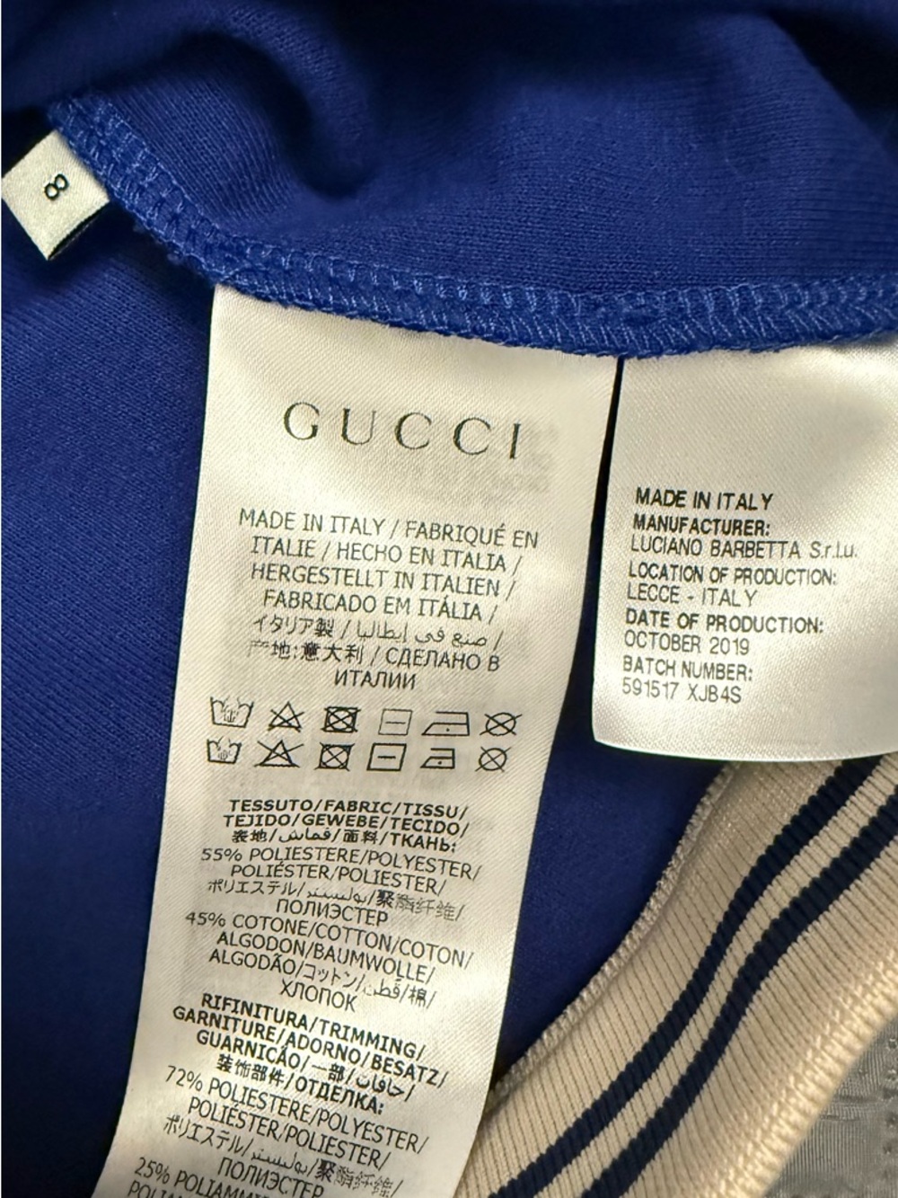 Gucci Electric Deep Blue Embossed Logo Zip Sweatshirt - Picture 4 of 7